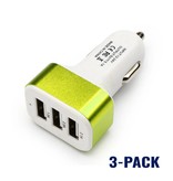 Stuff Certified® 3-pakowa szybka 3-portowa ładowarka samochodowa / ładowarka zielona