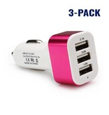 Stuff Certified® 3-Pack High Speed 3-Port Autolader/Carcharger Roze