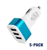 Stuff Certified® 5-Pack High Speed 3-Port Autolader/Carcharger Blauw