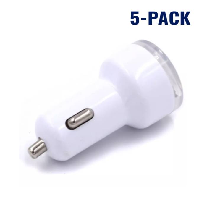 Stuff Certified® Szybka podwójna ładowarka samochodowa 5-pak / podwójna ładowarka biała