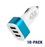 Stuff Certified® 10-Pack High Speed 3-Port Car Charger / Carcharger Blue