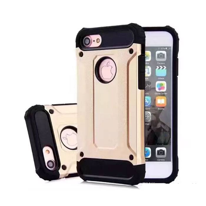 iPhone 8 Plus - Custodia protettiva per armatura placcata in oro Custodia in silicone TPU Custodia color oro