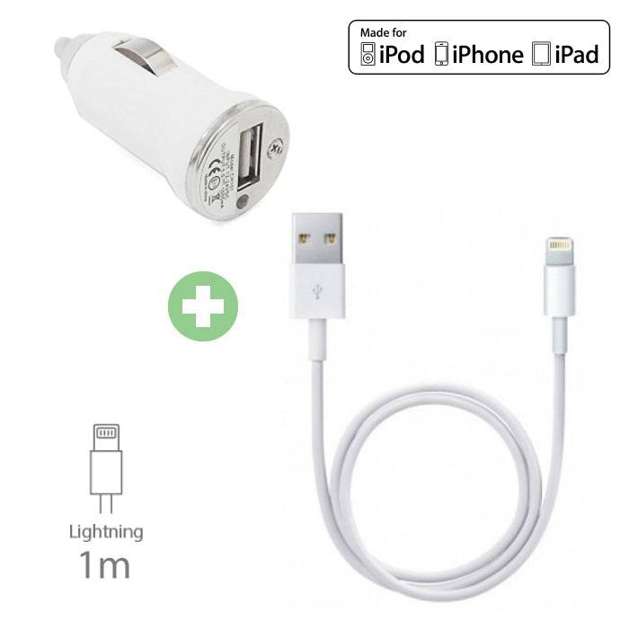 Zestaw do ładowania 2 w 1 Kabel do ładowania USB / kabel do transmisji danych i ładowarka samochodowa / ładowarka do iPhone'a 1 metr