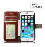 Stuff Certified® iPhone 6S - Portafoglio in pelle con custodia a libro, custodia in pelle, portafoglio marrone
