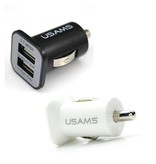 USAMS 10-Pack USAMS Dual Autolader/Carcharger Zwart/Wit