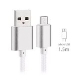 Stuff Certified® USB 2.0 - Cable de carga micro-USB Cargador de nylon trenzado Cable de datos Datos Android 1.5 metros Blanco