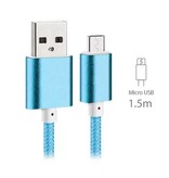 Stuff Certified® USB 2.0 - Micro-USB Charging Cable Braided Nylon Charger Data Cable Data Android 1.5 Meter Blue