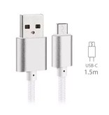 Stuff Certified® USB 2.0 - kabel ładujący USB-C pleciony nylonowy kabel do ładowania danych Android 1,5 metra biały