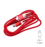 Stuff Certified® USB 2.0 - Câble de charge USB-C Câble de données de chargeur en nylon tressé Câble de données Android 1,5 mètre rouge