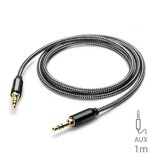 Stuff Certified® Paquet de 3 câbles audio en nylon tressé AUX 1 mètre Jack 3,5 mm extra-fort noir