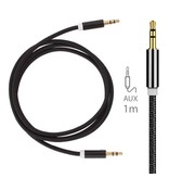 Stuff Certified® AUX Geflochtenes Nylon Aluminium Audio Kabel 1 Meter extra stark 3,5mm Jack Black