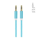 Stuff Certified® Kabel audio w oplocie z nylonu aluminiowego AUX 1 metr Bardzo mocny jack 3,5 mm w kolorze niebieskim