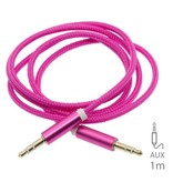 Stuff Certified® Cable de audio de aluminio de nailon trenzado AUX 1 metro Jack de 3,5 mm extra fuerte púrpura