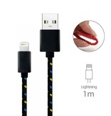 Stuff Certified® Câble de chargement USB Lightning pour iPhone / iPad / iPod Câble de données de chargeur en nylon tressé de données 1 mètre noir