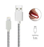 Stuff Certified® Câble de chargement USB Lightning pour iPhone / iPad / iPod Câble de données de chargeur en nylon tressé de données 1 mètre blanc