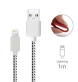 Stuff Certified® iPhone / iPad / iPod Lightning Kabel do ładowania USB w oplocie z nylonu Ładowarka Kabel danych 1 metr Biały