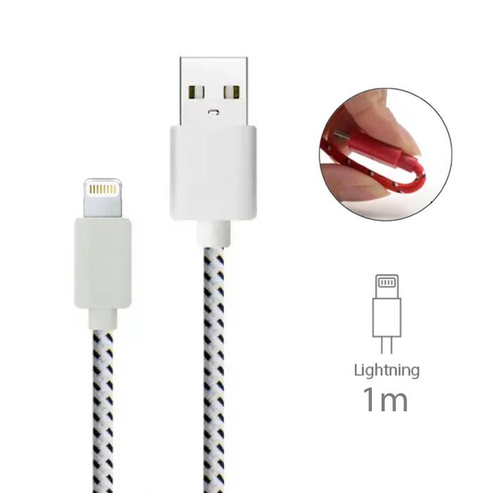 Stuff Certified® iPhone / iPad / iPod Lightning USB-Ladekabel Geflochtenes Nylon-Ladegerät Daten Kabeldaten 1 Meter Weiß