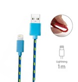 Stuff Certified® iPhone/iPad/iPod Lightning USB Oplaadkabel Gevlochten Nylon Oplader Data Kabel Data 1 Meter Blauw