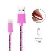 Stuff Certified® Câble de chargement USB Lightning pour iPhone / iPad / iPod Câble de données de chargeur en nylon tressé de données 1 mètre rose