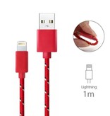 Stuff Certified® iPhone / iPad / iPod Lightning USB Charging Cable Braided Nylon Charger Data Cable Data 1 Meter Red