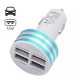 Stuff Certified® Chargeur de voiture / chargeur de voiture à port USB Quad 4x haute vitesse 5V - 4.1A bleu