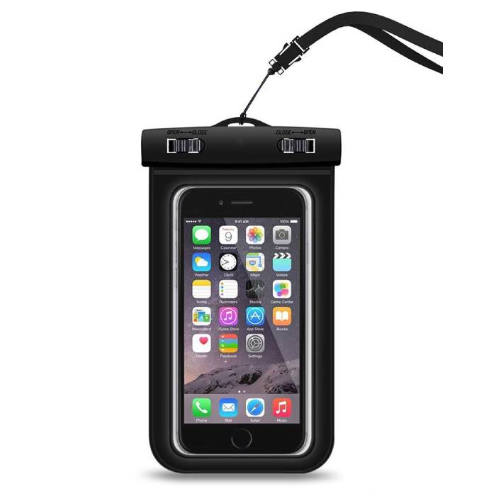 Wasserdichte Tasche Tasche Tasche Universal iPhone Samsung Huawei Schwarz - Bis zu 5,8 "Airbag