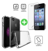 Stuff Certified® Funda de TPU transparente para iPhone 4S + Protector de pantalla Vidrio templado