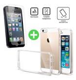 Stuff Certified® Funda de TPU transparente para iPhone 5 + Protector de pantalla Vidrio templado