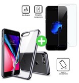 Stuff Certified® Custodia in TPU trasparente per iPhone 8 + protezione dello schermo in vetro temperato