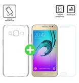 Stuff Certified® Custodia in TPU trasparente per Samsung Galaxy J2 / J200F / J200G + protezione dello schermo in vetro temperato