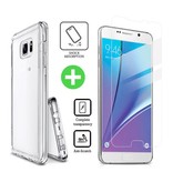 Stuff Certified® Samsung Galaxy Note 5 Funda TPU Transparente + Protector de Pantalla Vidrio Templado