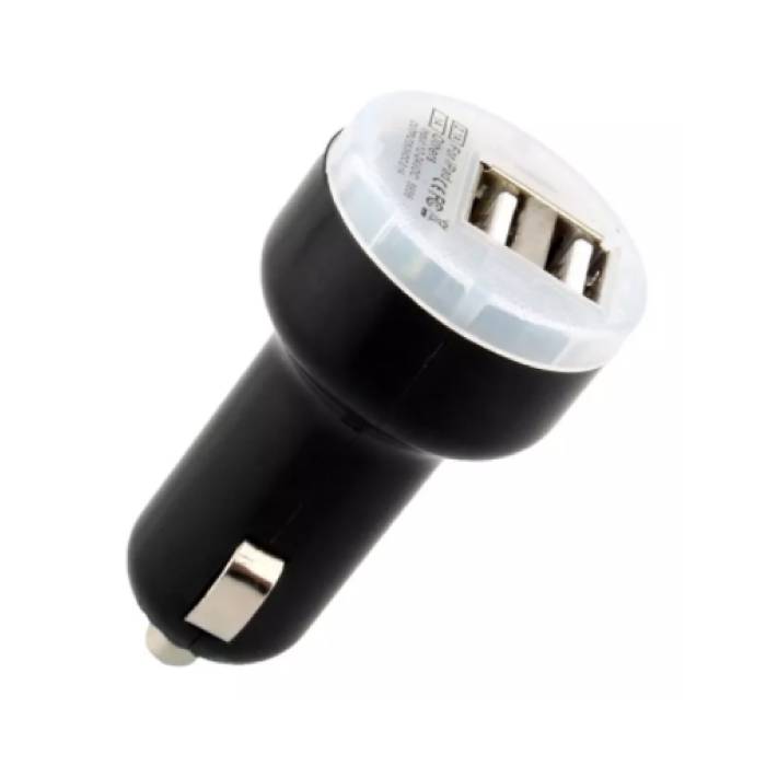 High Speed Double Car Charger / Dual Carcharger 5V - 3.1A Black