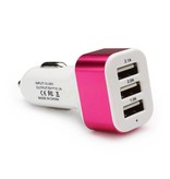 Stuff Certified® Chargeur de voiture / Carcharger haute vitesse 3 ports 5V - 4.1A - Rose