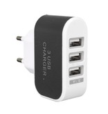 Stuff Certified® Triple (3x) Port USB iPhone / Android 5V - Chargeur mural 3.1A Chargeur mural Noir