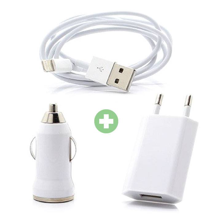 Juego de carga 3 en 1 para iPhone 30-Pin / Lightning Cable de carga USB + Cargador de enchufe + Cargador de coche