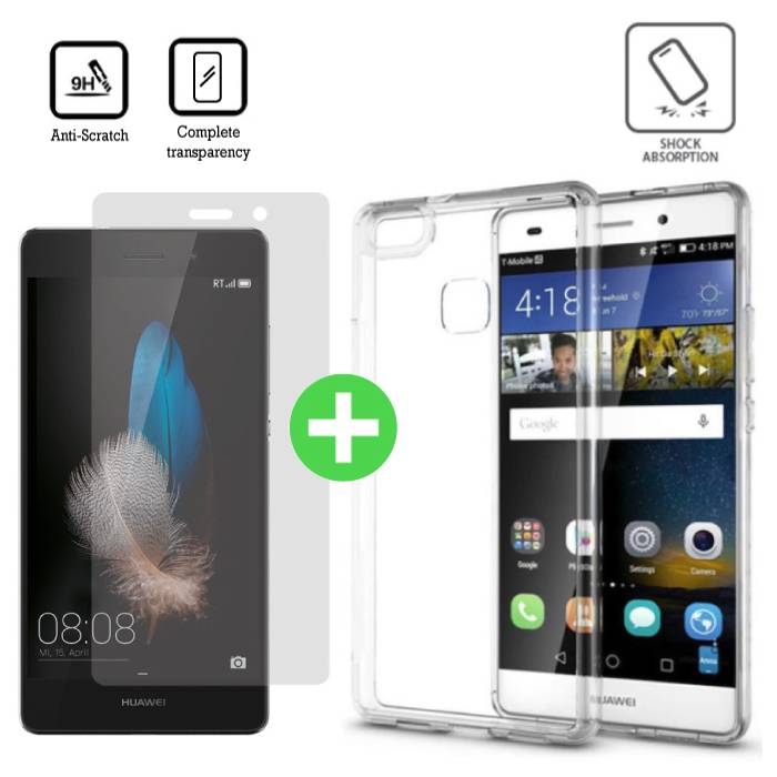 Huawei P8 Lite Transparant Hoesje Screen Protector Tempered Glass Kopen? | Stuff Enough.be