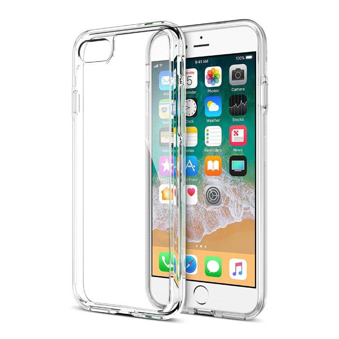 Étui rigide transparent transparent pour iPhone 8