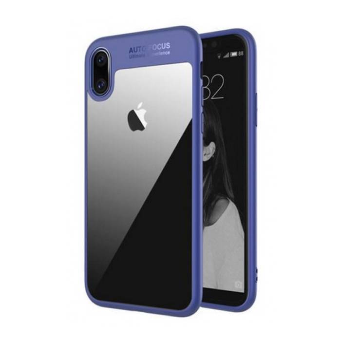 iPhone X - Custodia protettiva per armatura con messa a fuoco automatica Custodia in silicone TPU blu