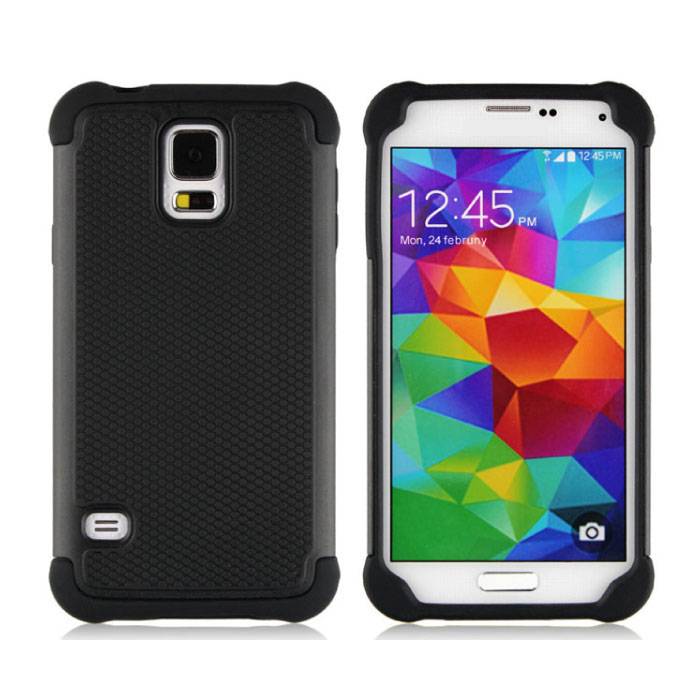 Para Samsung Galaxy S5 - Carcasa Hybrid Armor Funda Cas Silicona TPU Carcasa Negra