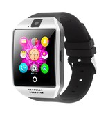 Stuff Certified® Montre intelligente Q18 originale incurvée HD Smartphone Fitness Sport activité Tracker montre OLED iOS Android iPhone Samsung Huawei argent