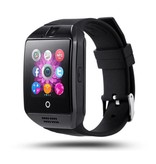 Stuff Certified® Montre intelligente Q18 originale incurvée HD Smartphone Fitness Sport activité Tracker montre OLED iOS Android iPhone Samsung Huawei noir