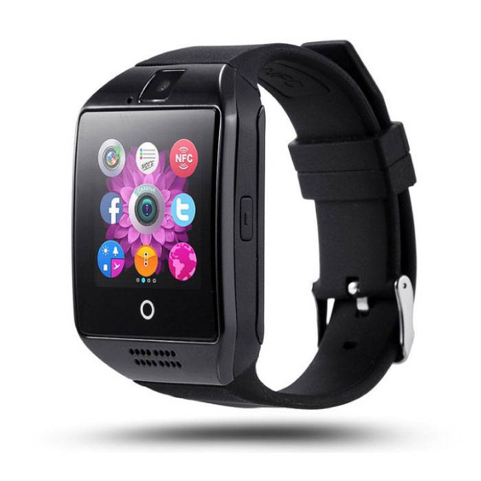 Original Q18 Smartwatch gebogen HD Smartphone Fitness Sport Aktivität Tracker Uhr OLED iOS Android iPhone Samsung Huawei Schwarz