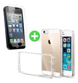 Stuff Certified® Coque iPhone SE (2016) transparente en TPU + protecteur d'écran en verre trempé