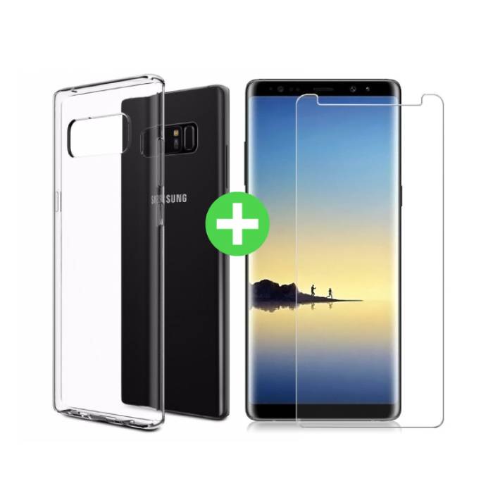 Funda de TPU transparente para Samsung Galaxy Note 8 + Protector de pantalla Vidrio templado