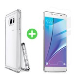 Stuff Certified® Samsung Galaxy Note 5 Funda TPU Transparente + Protector de Pantalla Vidrio Templado