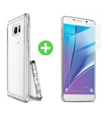 Stuff Certified® Samsung Galaxy Note 5 Transparentes TPU-Gehäuse + Displayschutzfolie aus gehärtetem Glas