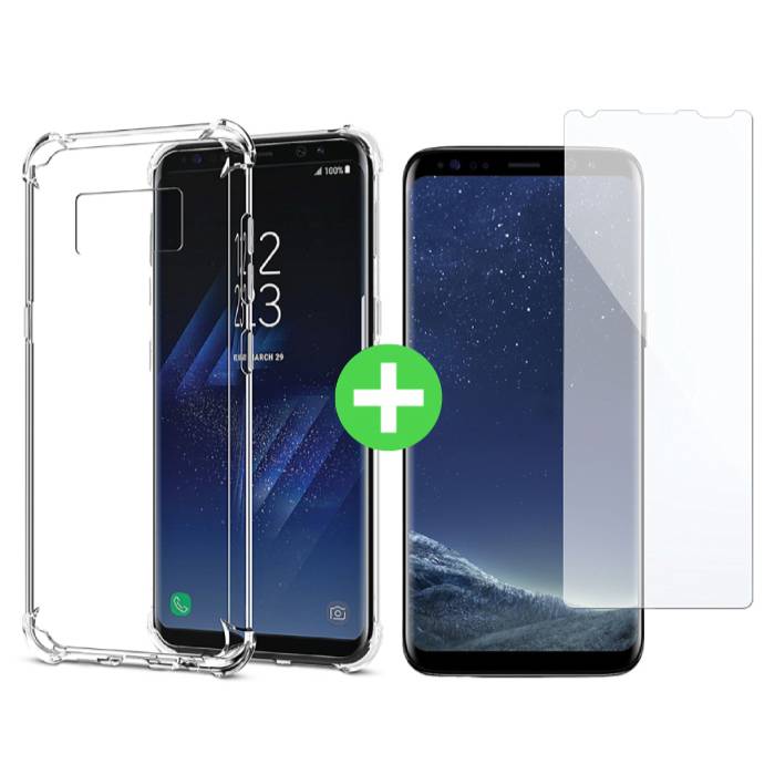 Samsung Galaxy S8 Plus Funda TPU Transparente + Protector de Pantalla Vidrio Templado