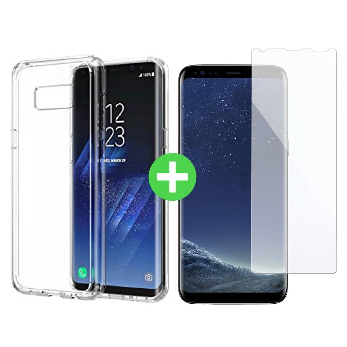 Carcasa Transparente de TPU + Protector de Pantalla para Samsung Galaxy S8 Vidrio Templado