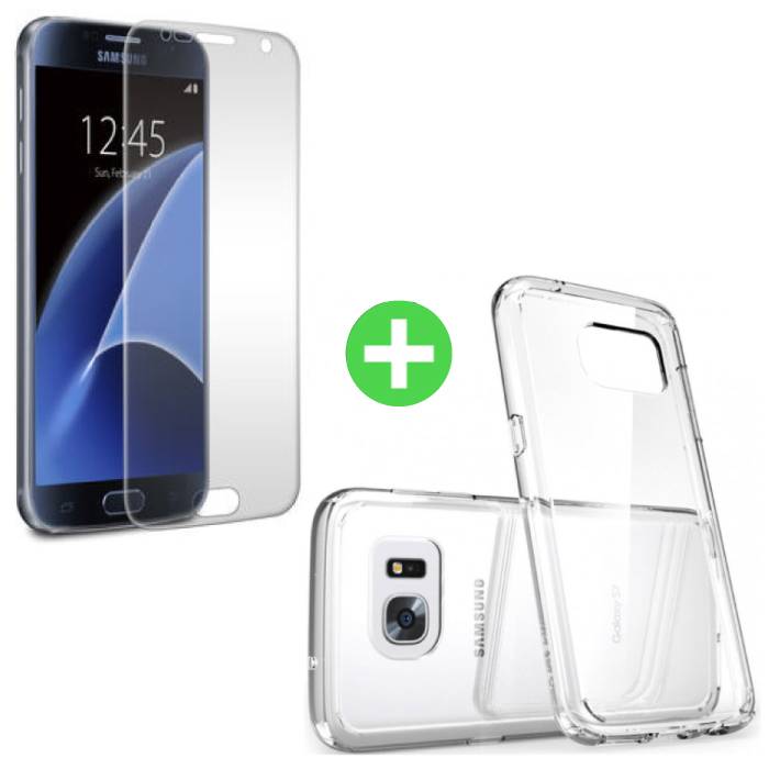 Carcasa Transparente de TPU + Protector de Pantalla para Samsung Galaxy S7 Vidrio Templado