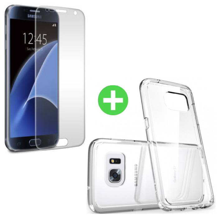 Samsung Galaxy S7 Transparent TPU Case + Screen Protector Tempered Glass